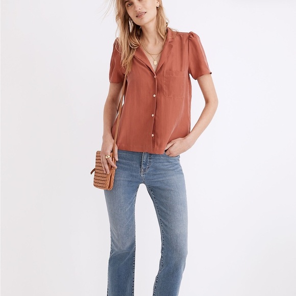 COPY - Madewell Silk Puff-Sleeve Camp Shirt - Picture 3 of 6